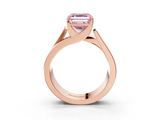 Rose gold Modern Tension Set Fancy Pink Asscher  Solitaire Wide Band Ring_73