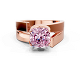 Rose gold Modern Tension Set Fancy Pink Cushion  Solitaire Wide Band Ring_78