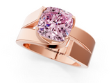 Rose gold Modern Tension Set Fancy Pink Cushion  Solitaire Wide Band Ring_79