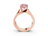 Rose gold Modern Tension Set Fancy Pink Cushion  Solitaire Wide Band Ring_81