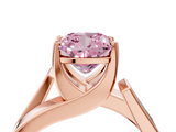Rose gold Modern Tension Set Fancy Pink Cushion  Solitaire Wide Band Ring_82