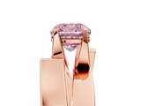 Rose gold Modern Tension Set Fancy Pink Cushion  Solitaire Wide Band Ring_83