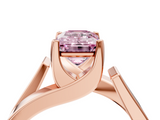 Rose gold Modern Tension Set Fancy Pink Emerald  Solitaire Wide Band Ring_100