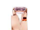 Rose gold Modern Tension Set Fancy Pink Emerald  Solitaire Wide Band Ring_101