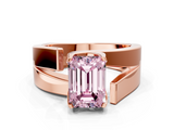 Rose gold Modern Tension Set Fancy Pink Emerald  Solitaire Wide Band Ring_96