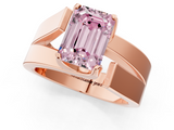 Rose gold Modern Tension Set Fancy Pink Emerald  Solitaire Wide Band Ring_97
