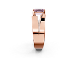 Rose gold Modern Tension Set Fancy Pink Emerald  Solitaire Wide Band Ring_98