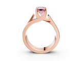 Rose gold Modern Tension Set Fancy Pink Emerald  Solitaire Wide Band Ring_99