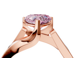 Rose gold Modern Tension Set Fancy Pink Heart  Solitaire Wide Band Ring_100