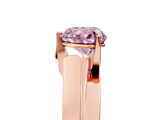 Rose gold Modern Tension Set Fancy Pink Heart  Solitaire Wide Band Ring_101