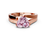 Rose gold Modern Tension Set Fancy Pink Heart  Solitaire Wide Band Ring_96
