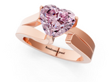 Rose gold Modern Tension Set Fancy Pink Heart  Solitaire Wide Band Ring_97