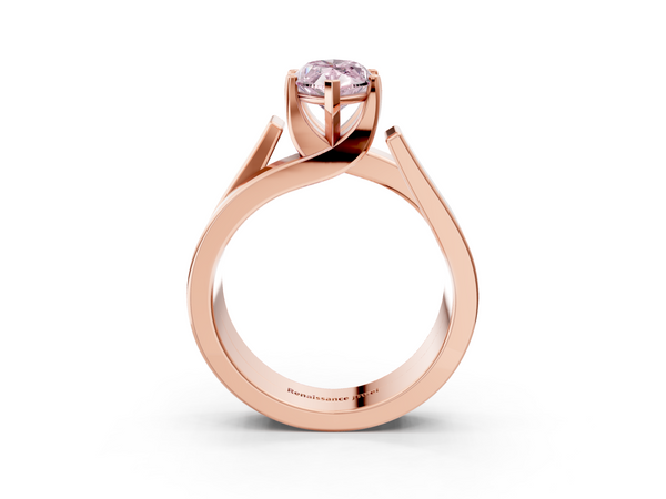 Rose gold Modern Tension Set Fancy Pink Marquise Cut Diamond Solitaire Wide Band Ring