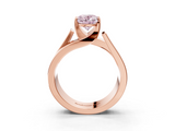 Rose gold Modern Tension Set Fancy Pink Oval  Solitaire Wide Band Ring_65