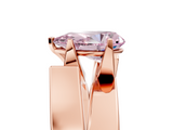 Rose gold Modern Tension Set Fancy Pink Pear  Solitaire Wide Band Ring_101