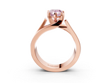 Rose gold Modern Tension Set Fancy Pink Pear  Solitaire Wide Band Ring_99