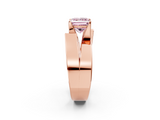 Rose gold Modern Tension Set Fancy Pink Princess  Solitaire Wide Band Ring_19