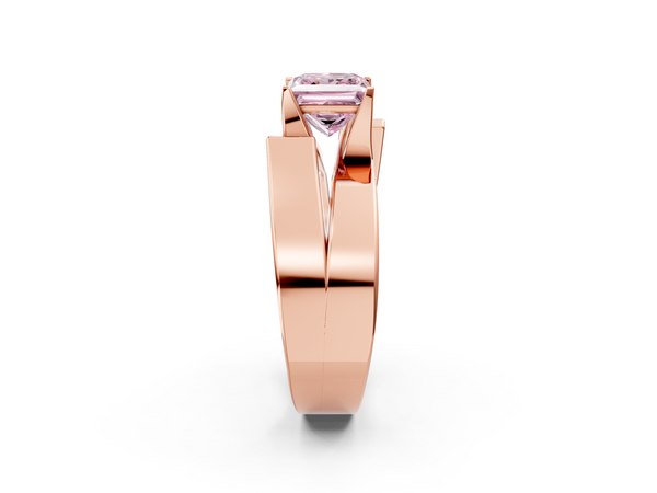 Rose gold Modern Tension Set Fancy Pink Princess Cut Diamond Solitaire Wide Band Ring