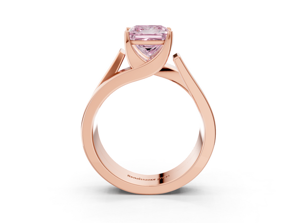 Rose gold Modern Tension Set Fancy Pink Princess Cut Diamond Solitaire Wide Band Ring