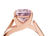 Rose gold Modern Tension Set Fancy Pink Princess  Solitaire Wide Band Ring_21