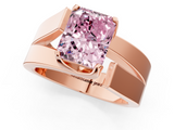 Rose gold Modern Tension Set Fancy Pink Radiant  Solitaire Wide Band Ring_100