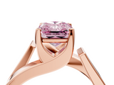 Rose gold Modern Tension Set Fancy Pink Radiant  Solitaire Wide Band Ring_103
