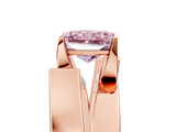 Rose gold Modern Tension Set Fancy Pink Radiant  Solitaire Wide Band Ring_104