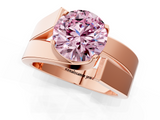 Rose gold Modern Tension Set Fancy Pink Round  Solitaire Wide Band Ring_19