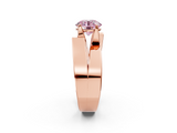 Rose gold Modern Tension Set Fancy Pink Round  Solitaire Wide Band Ring_20