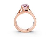 Rose gold Modern Tension Set Fancy Pink Round  Solitaire Wide Band Ring_21