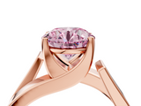 Rose gold Modern Tension Set Fancy Pink Round  Solitaire Wide Band Ring_22