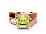 Rose gold Modern Tension Set Fancy Yellow Asscher  Solitaire Wide Band Ring_68