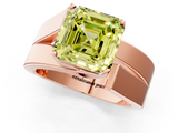 Rose gold Modern Tension Set Fancy Yellow Asscher  Solitaire Wide Band Ring_69