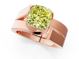 Rose gold Modern Tension Set Fancy Yellow Cushion  Solitaire Wide Band Ring_80