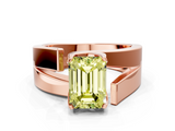 Rose gold Modern Tension Set Fancy Yellow Emerald  Solitaire Wide Band Ring_109