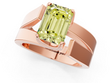 Rose gold Modern Tension Set Fancy Yellow Emerald  Solitaire Wide Band Ring_110