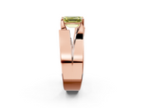 Rose gold Modern Tension Set Fancy Yellow Emerald  Solitaire Wide Band Ring_111