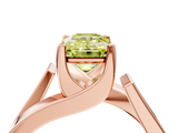 Rose gold Modern Tension Set Fancy Yellow Emerald  Solitaire Wide Band Ring_113