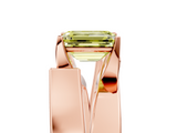 Rose gold Modern Tension Set Fancy Yellow Emerald  Solitaire Wide Band Ring_114