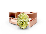 Rose gold Modern Tension Set Fancy Yellow Oval  Solitaire Wide Band Ring_62