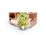 Rose gold Modern Tension Set Fancy Yellow Pear  Solitaire Wide Band Ring_79