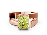 Rose gold Modern Tension Set Fancy Yellow Radiant  Solitaire Wide Band Ring_93