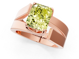 Rose gold Modern Tension Set Fancy Yellow Radiant  Solitaire Wide Band Ring_94