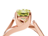 Rose gold Modern Tension Set Fancy Yellow Radiant  Solitaire Wide Band Ring_97