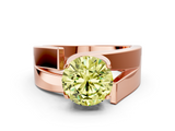 Rose gold Modern Tension Set Fancy Yellow Round  Solitaire Wide Band Ring_17