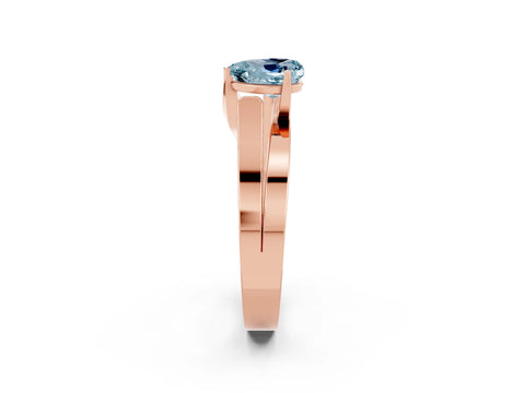 Rose gold Modern Tension Set Heart Cut Aquamarine Solitaire Wide Band Ring_2