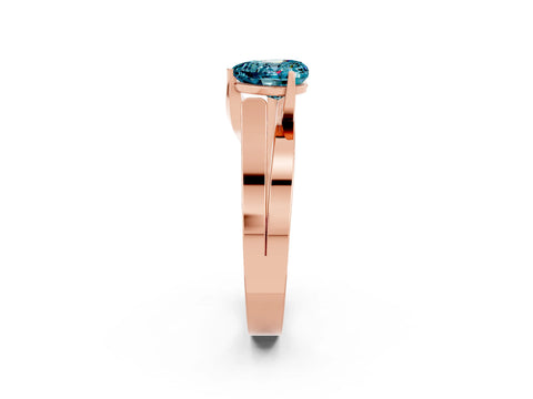 Rose gold Modern Tension Set Heart Cut Blue Topaz Solitaire Wide Band Ring_2
