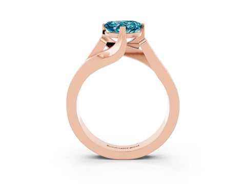 Rose gold Modern Tension Set Heart Cut Blue Topaz Solitaire Wide Band Ring_3