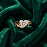 Rose gold Modern Tension Set Heart Cut Diamond Solitaire Wide Band Ring_15
