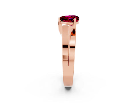 Rose gold Modern Tension Set Heart Cut Garnet Solitaire Wide Band Ring_2